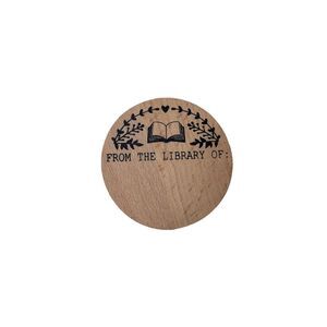 Owlcrate Dark Academia From Library of: Wood Round Book Stamp Bookish Ex Libris